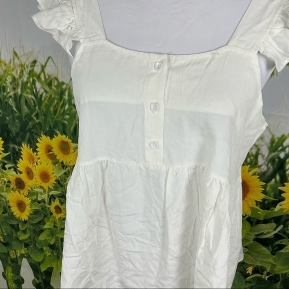 CAMISA White Ruffle Button Empire Waist Top Large - Picture 8 of 13